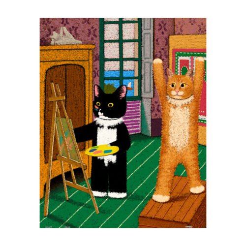 3djp-3D Jigsaw Puzzles For Adults 500pcs-Newnew-Painting a Nine‑head‑tall Supermodel Orange Tabby Cat