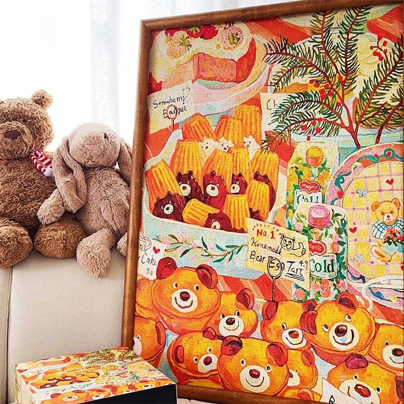 Happy Puzzle-1000 Piece Puzzle-Bear Dessert