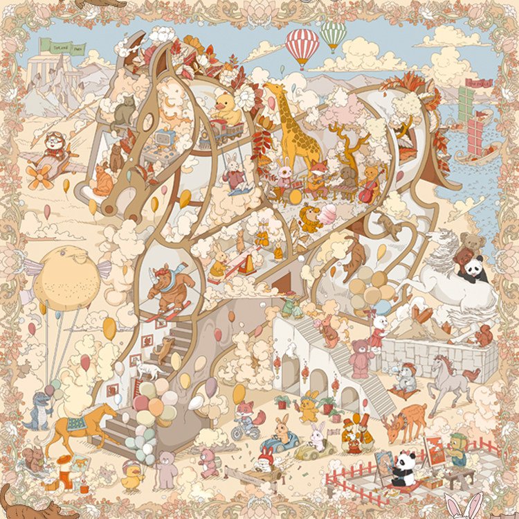 Botop-1000pcs Jigsaw Puzzle-Horse Year, Instant Cheer!