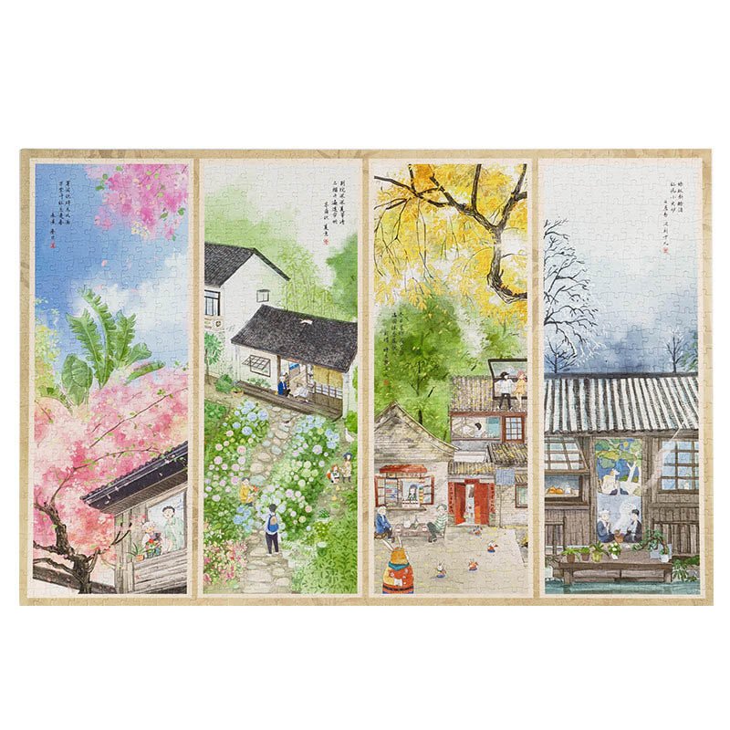 Momibook-Yard in Four Seasons (2) Momibook-1000pcs Jigsaw Puzzle-Yard in Four Seasons