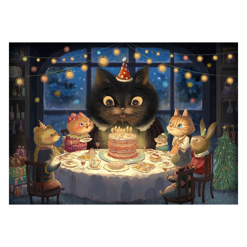 Pazou-1000pcs Mini Puzzle-Cat Happy Birthday