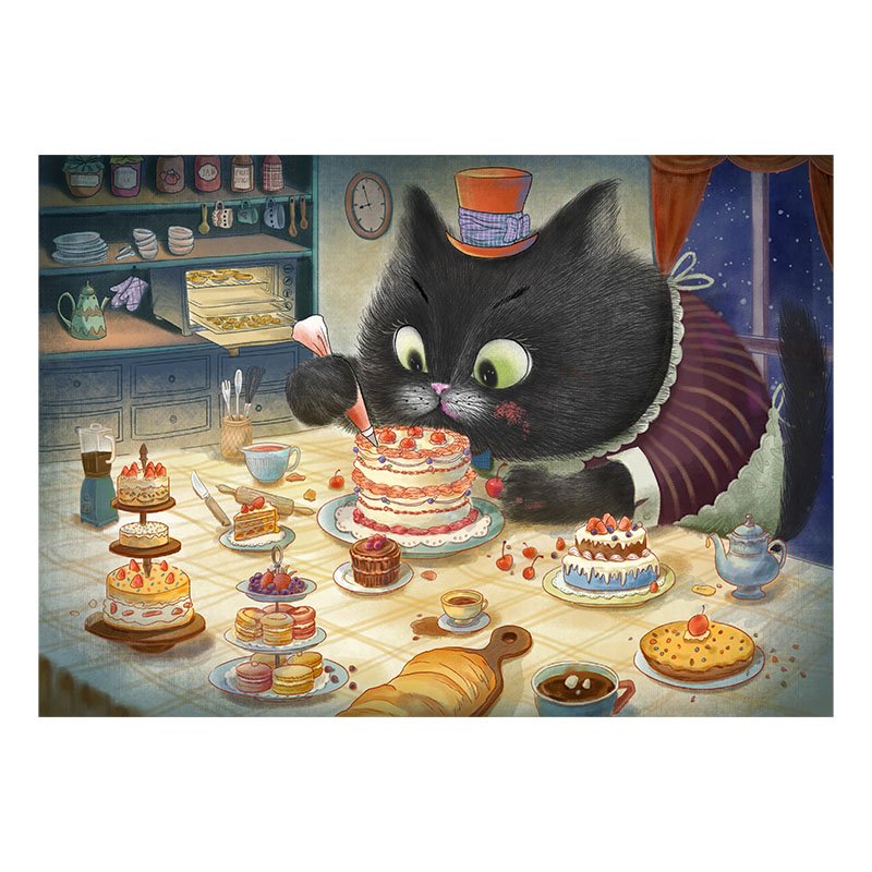 Pazou-1000pcs Mini Puzzle-Cat Making the Cake