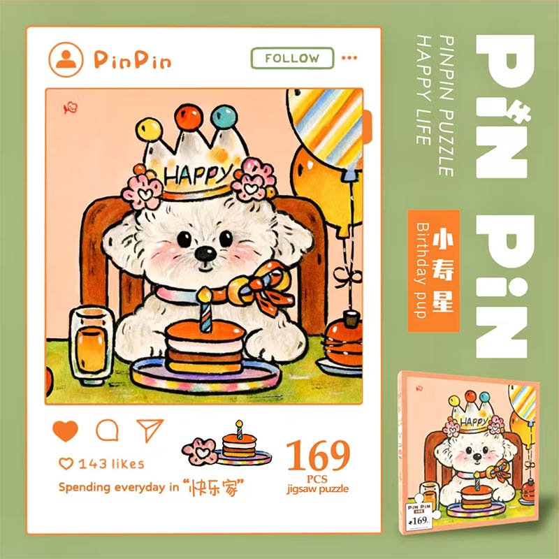 Pinpin-169pcs Jigsaw Puzzle-Happy Haven Series 2-Birthday Pup
