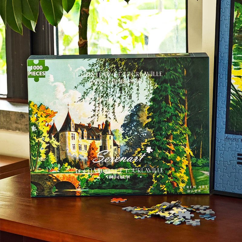 Seren Art-LE CHATEAU DE TOURLAVILLE (1) Seren Art-1000pcs Vintage Poster Series Puzzle-LE CHATEAU DE TOURLAVILLE