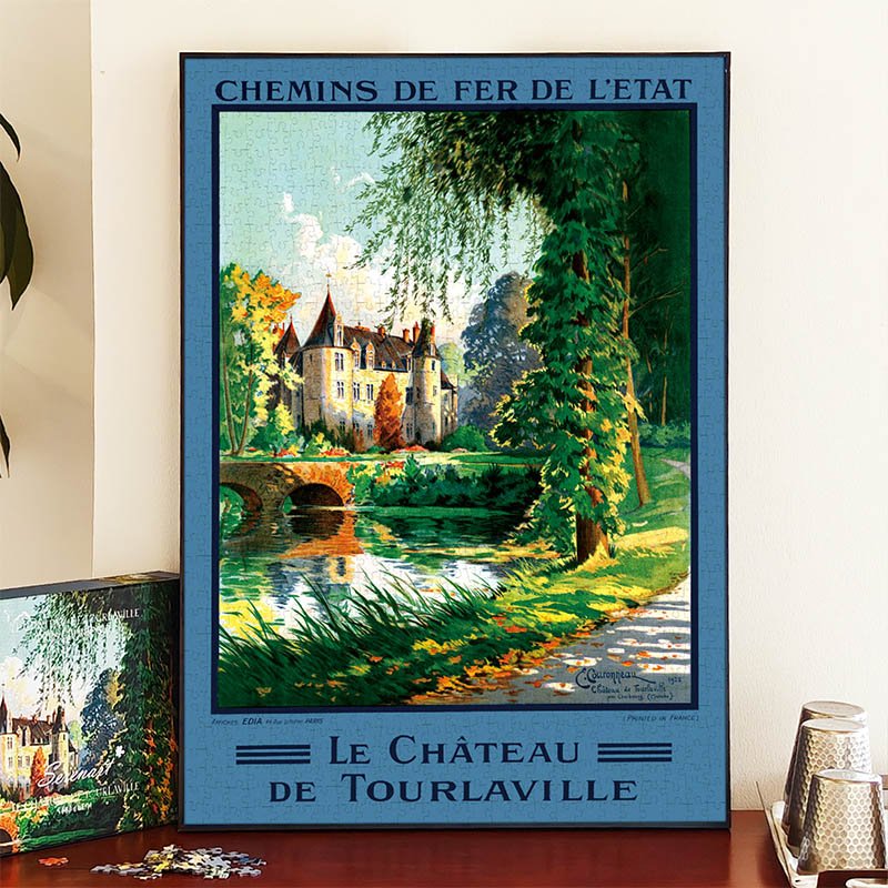 Seren Art-LE CHATEAU DE TOURLAVILLE (3) Seren Art-1000pcs Vintage Poster Series Puzzle-LE CHATEAU DE TOURLAVILLE