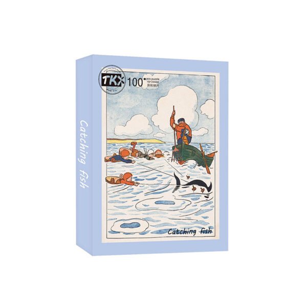 TKX-100pcs Irregular Cut Jigsaw Puzzle-Happy Holiday Series-Catching Fish