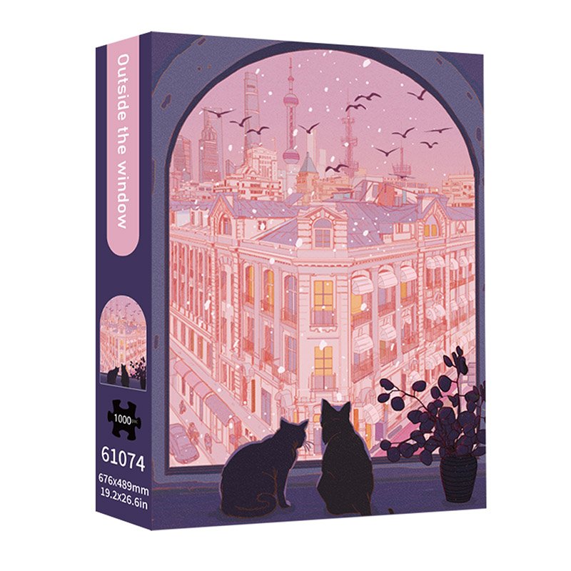 TKX-1000pcs Irregular Cut Jigsaw Puzzle-Outside the Window