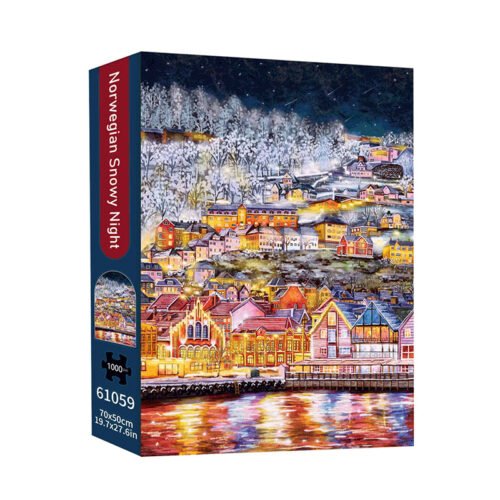TKX Puzzle-Norwegian Snowy Night TKX-1000pcs Jigsaw Puzzle-Norwegian Snowy Night