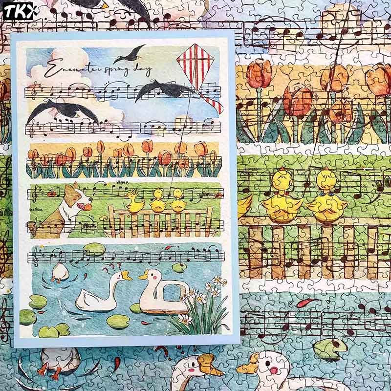 TKX-1000pcs Irregular Cut Jigsaw Puzzle-Spring Symphony