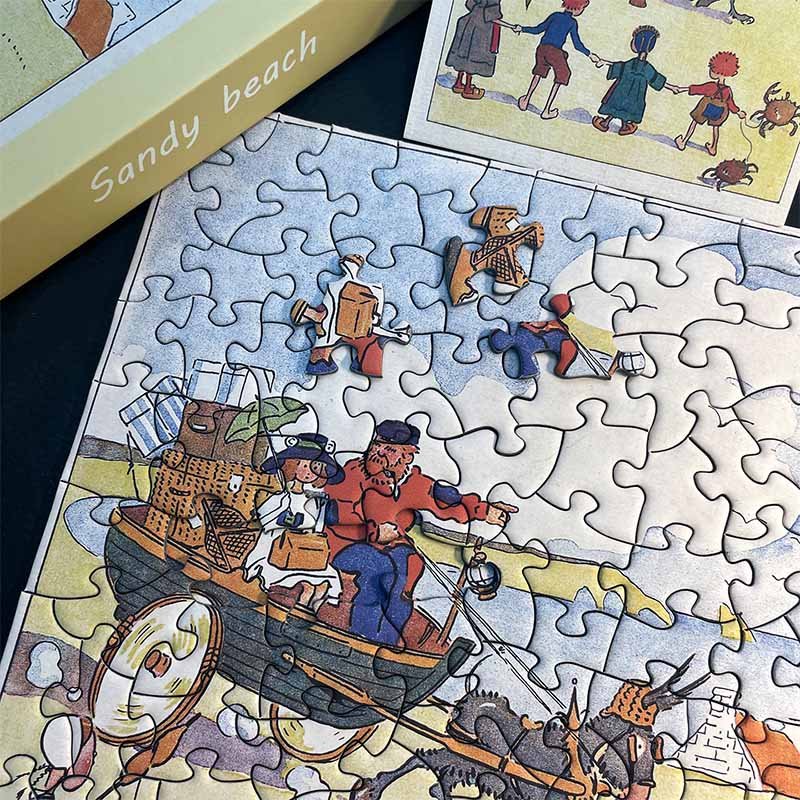 TKX-100pcs Irregular Cut Jigsaw Puzzle-Happy Holiday Series-Catching Fish