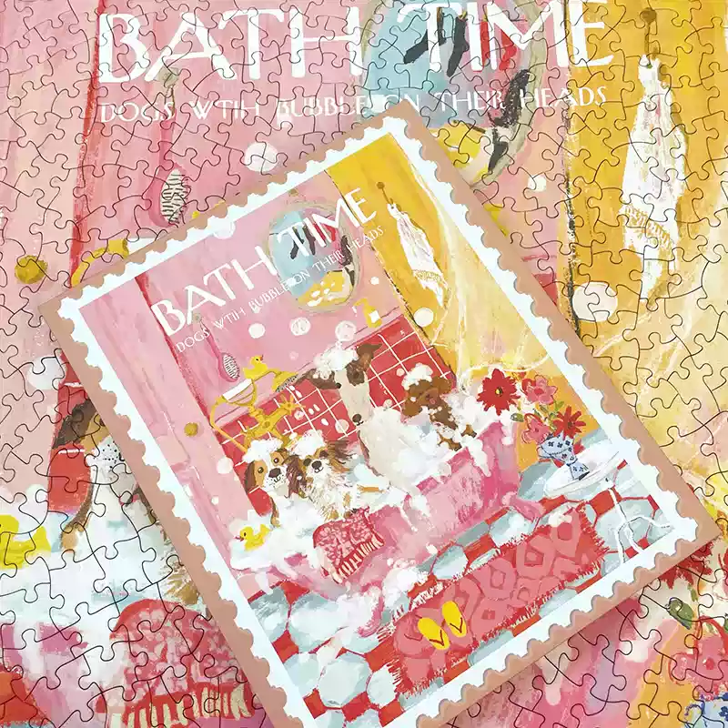TKX-500pcs Irregular Cut Jigsaw Puzzle-Bath Time