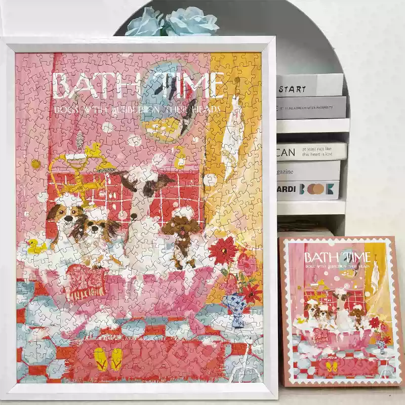 TKX-500pcs Irregular Cut Jigsaw Puzzle-Bath Time