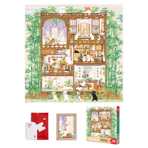 Toi-1024pcs Jigsaw Puzzle-Cats Playing Four Arts