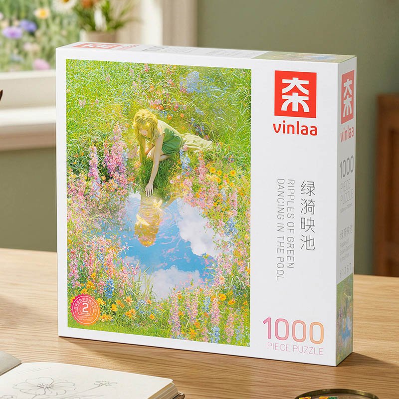 Vinlaa-Ripples of Green Dancing in the Pool-1000 Piece Puzzle