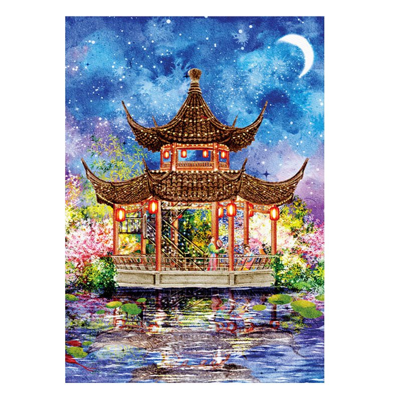 Vinlaa-The Pavilion Filled with Starry River (4) Vinlaa-500pcs Jigsaw Puzzle-The Pavilion Filled with Starry River