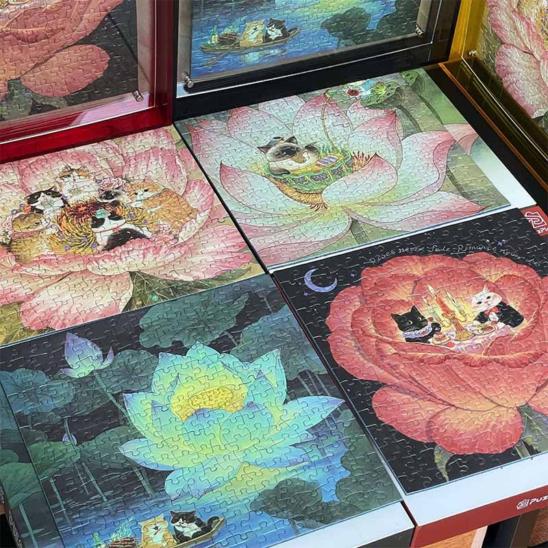 Puzplaz 225pcs Puzzle-Amusing Cats Among Flowers (1) Puzplaz-225pcs Puzzle-Drunken Delights By the Lotus Pond