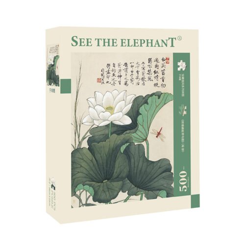 See the Elephant-500pcs Jigsaw Puzzle-Lotus Pond with Dragonfly and Kingfisher