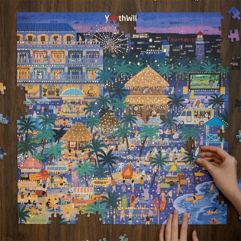 Youthwill-500pcs Jigsaw Puzzle-Summer Night(Gold Foil)