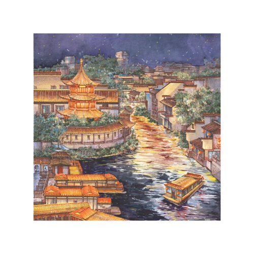 3djp/Pintoo-Plastic Jigsaw Puzzles 900pcs-Night on the Qinhuai River