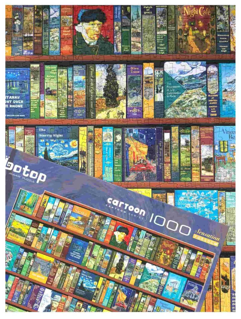 Botop-1000pcs Jigsaw Puzzle-Bookshelf Full of Van Gogh