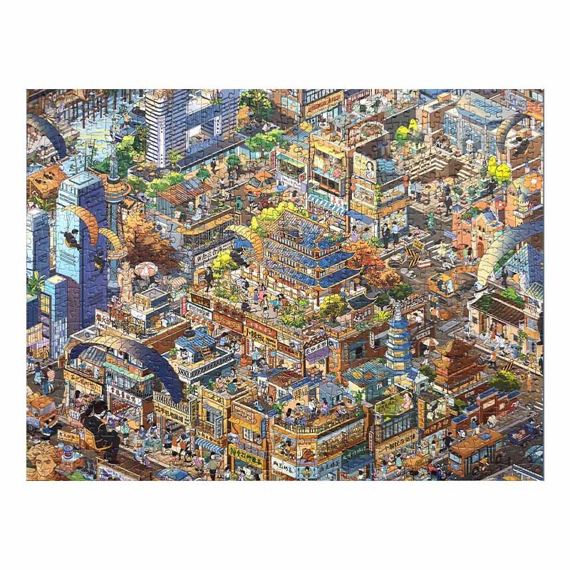 Botop-Street View of Hu Nan (1) Botop Fusion-1000pcs Jigsaw Puzzle-Street View of Hu Nan