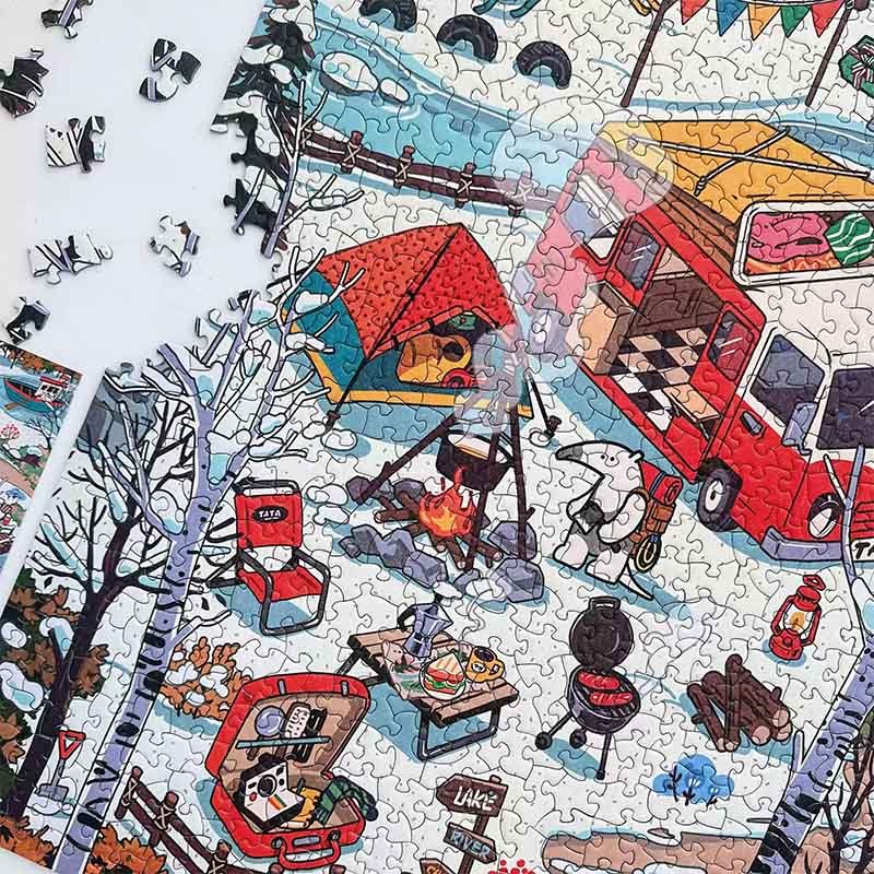 Dreamer Puzzle-1000pcs Irregular Cut Jigsaw Puzzle-Winter Camping