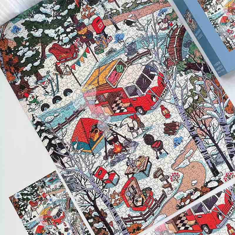 Dreamer Puzzle-1000pcs Irregular Cut Jigsaw Puzzle-Winter Camping