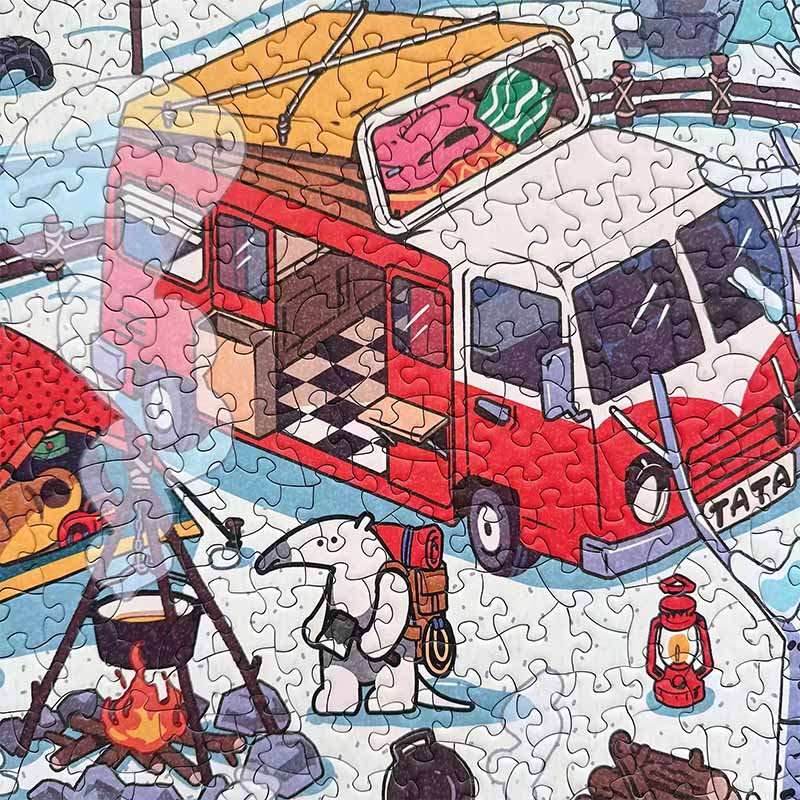 Dreamer Puzzle-1000pcs Irregular Cut Jigsaw Puzzle-Winter Camping