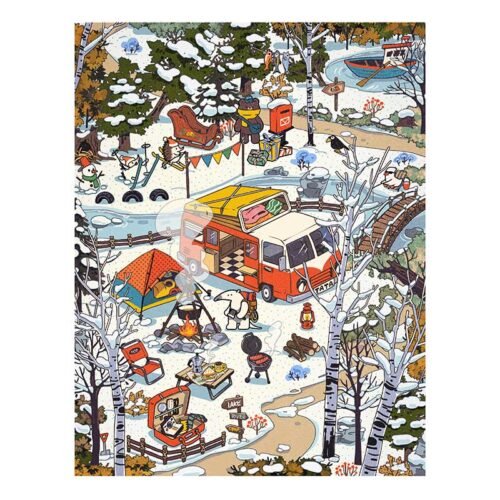 Dreamer Puzzle-1000pcs-Winter Camping (5) Dreamer Puzzle-1000pcs Irregular Cut Jigsaw Puzzle-Winter Camping