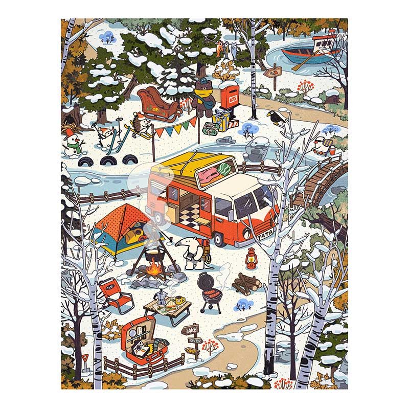 Dreamer Puzzle-1000pcs Irregular Cut Jigsaw Puzzle-Winter Camping
