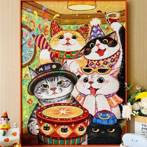 Hourglass Puzzle-Crazy Kitty Party (3) Hourglass Puzzle-Crazy Kitty Party-1000pcs Jigsaw Puzzle
