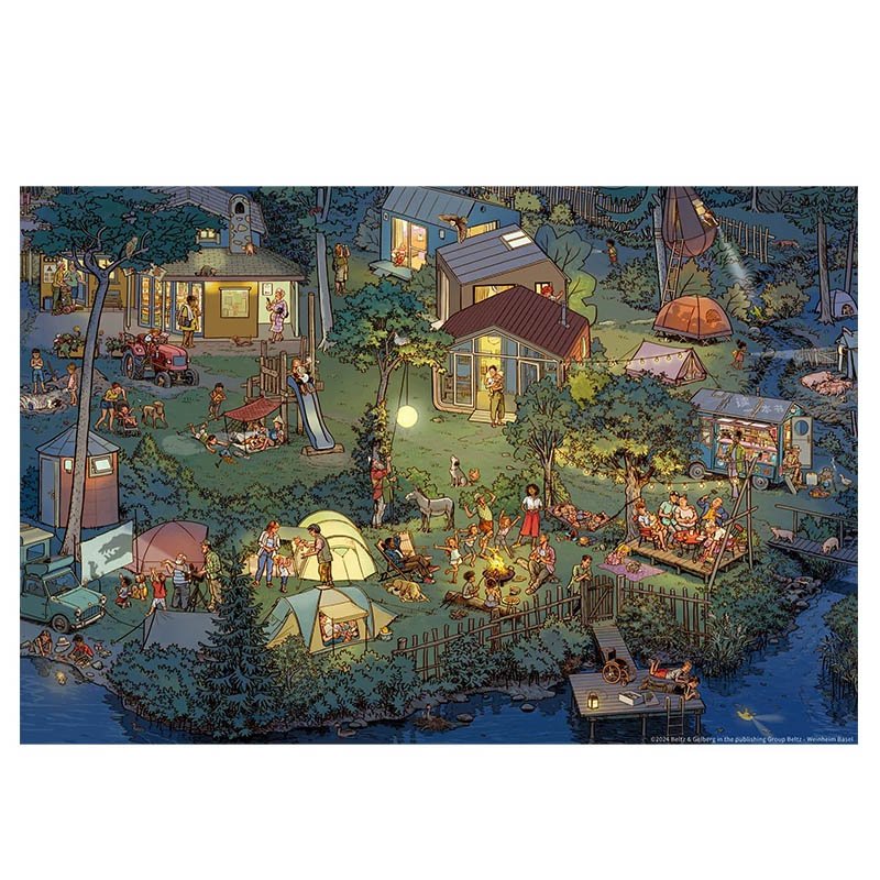 Mountain Camping Puzzle Momibook-Panoramic Visual Discovery-Busy Busy Town Series 1000pcs Puzzle-Mountain Camping