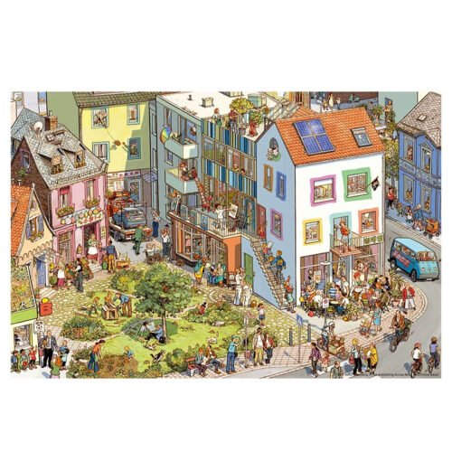 Momibook-Panoramic Visual Discovery-Busy Busy Town Series 1000pcs Puzzle-Neighborly Afternoon