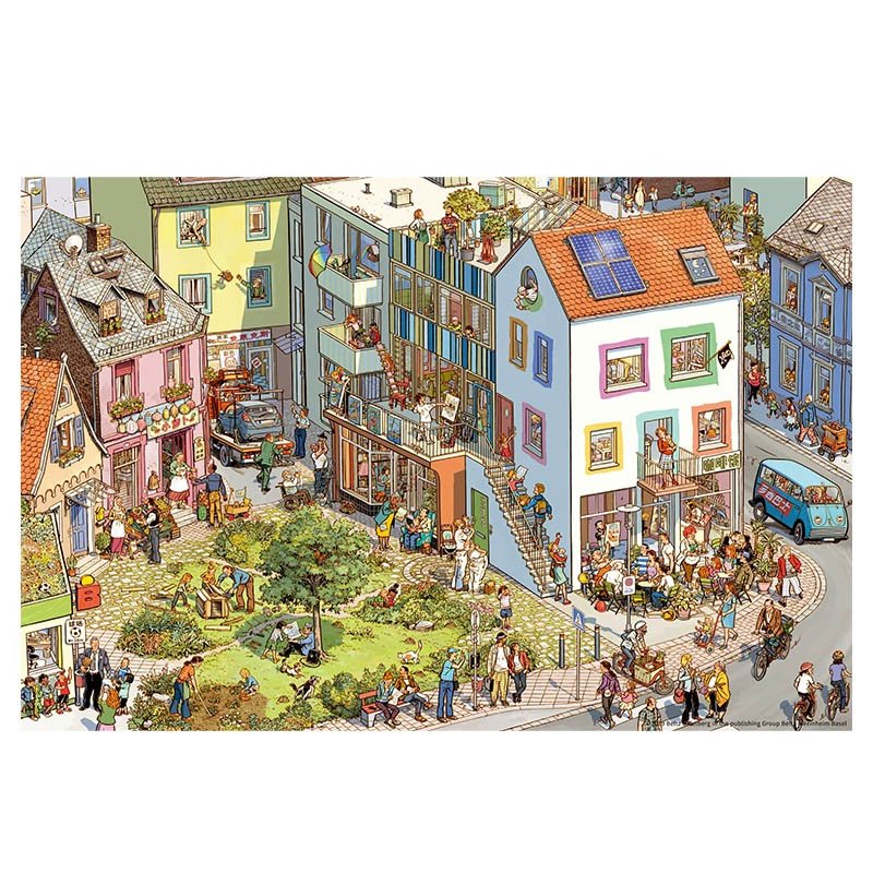 Momibook-Panoramic Visual Discovery-Busy Busy Town Series 1000pcs Puzzle-Neighborly Afternoon