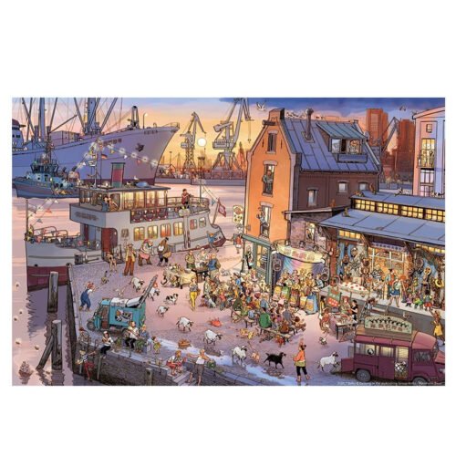 Momibook-Panoramic Visual Discovery-Busy Busy Town Series 1000pcs Puzzle-Port at Sunset