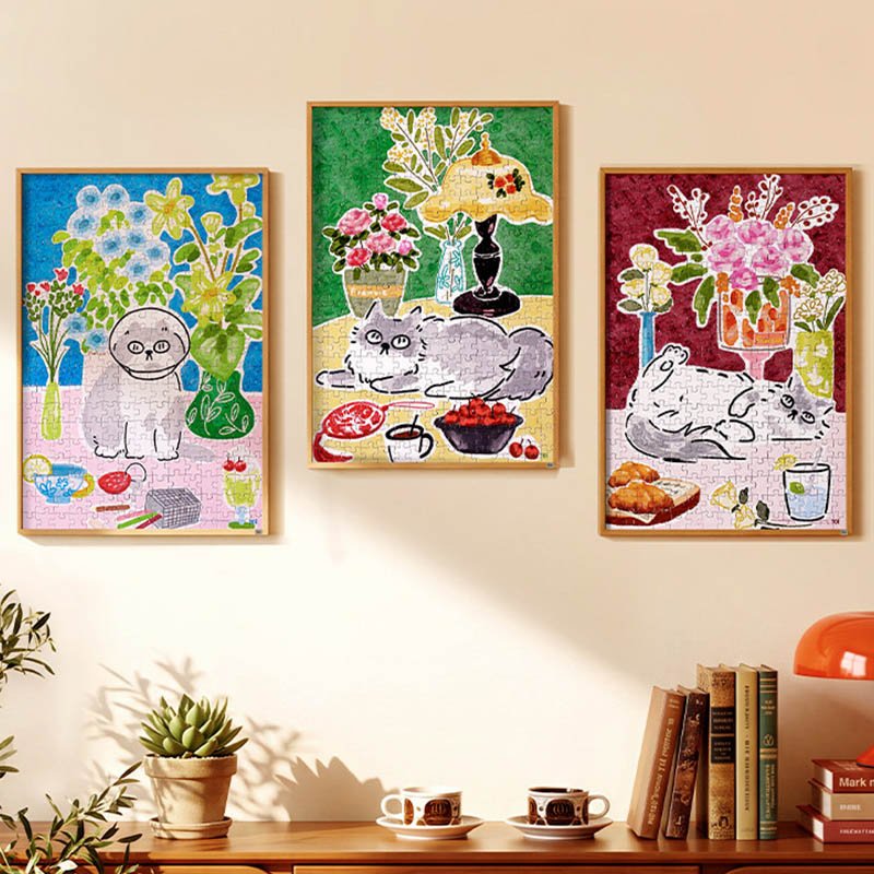 Toi-300pcs*3 Boxes Jigsaw Puzzle-Cat's Lazy Leisure Time