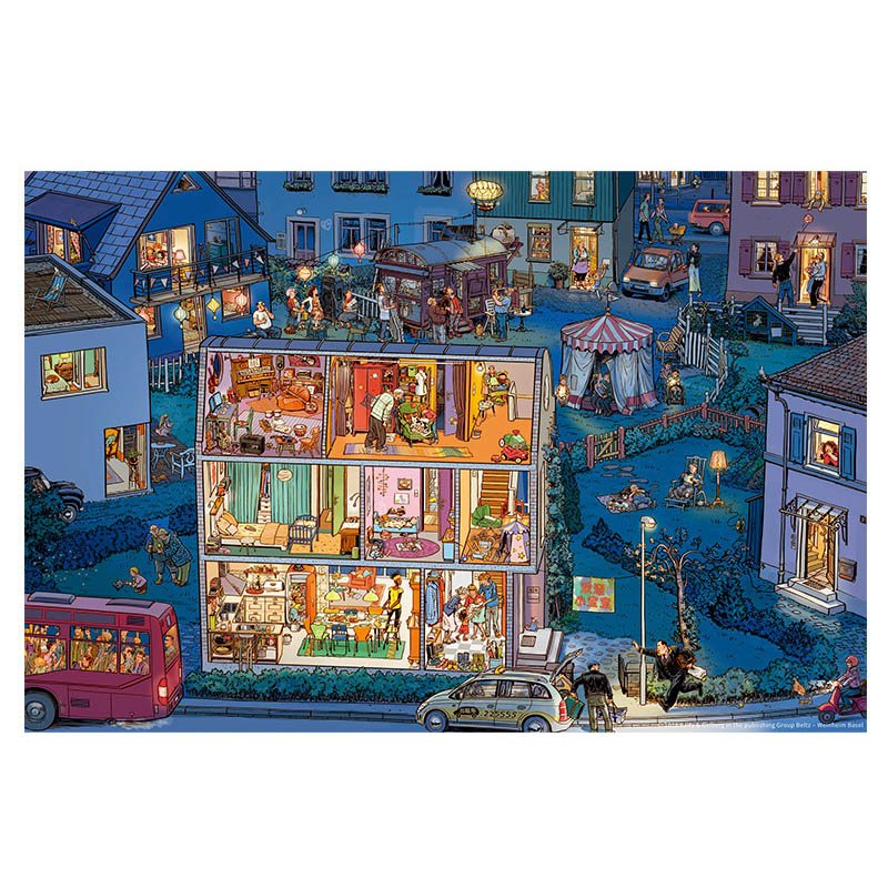 Town at Dusk Momibook-Panoramic Visual Discovery-Busy Busy Town Series 1000pcs Puzzle-Town at Dusk