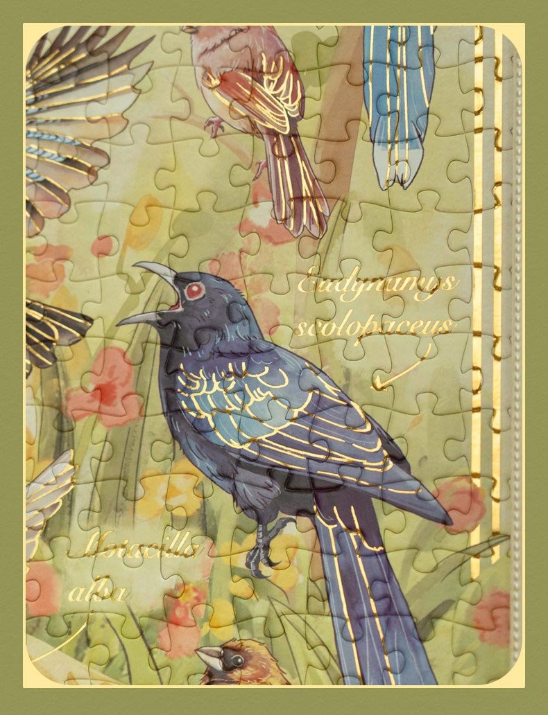 Momibook-1000pcs Jigsaw Puzzle-Bird Guide(Gold Foil)
