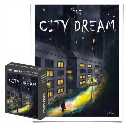 Phoebe-Irregular Cut Puzzle 500pcs-City Dream Series-Dreamy Raining Night