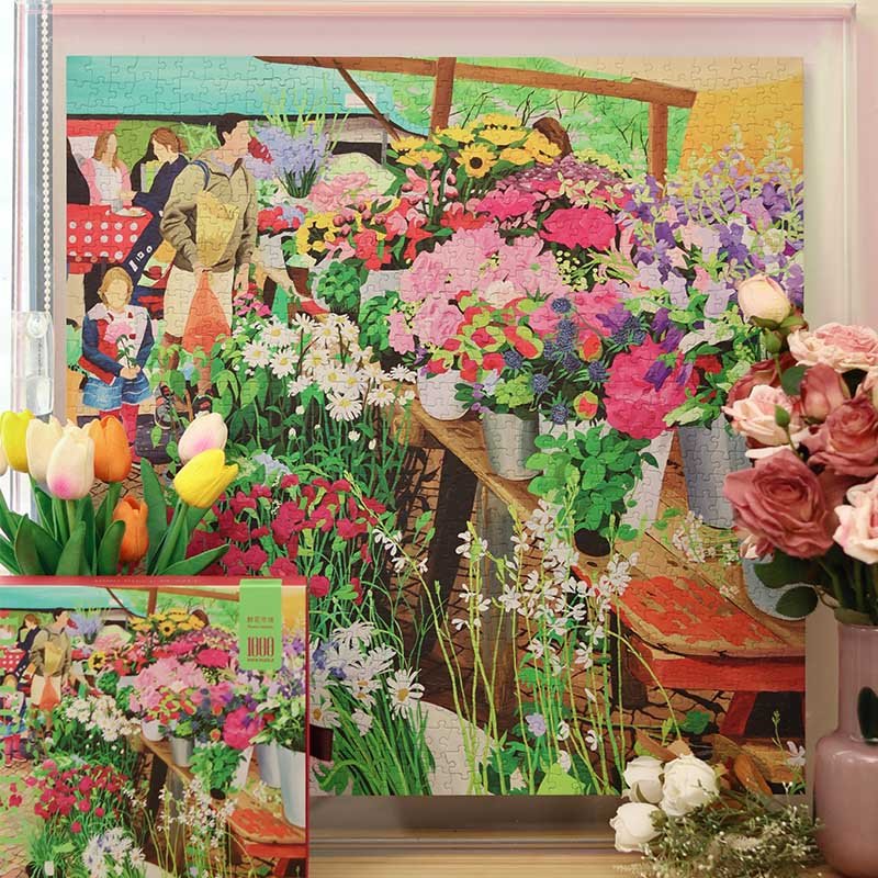Puffinkids-Flower Market (1) Puffinkids-1000 Piece Puzzle-Flower Market