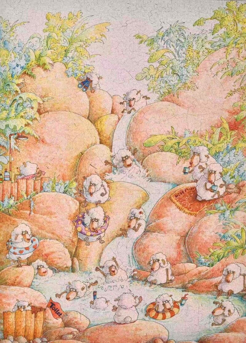 Puffinkids-500 Piece Irregular Cut Double-sided Cork Puzzle-Mage Sheep vs Beasts
