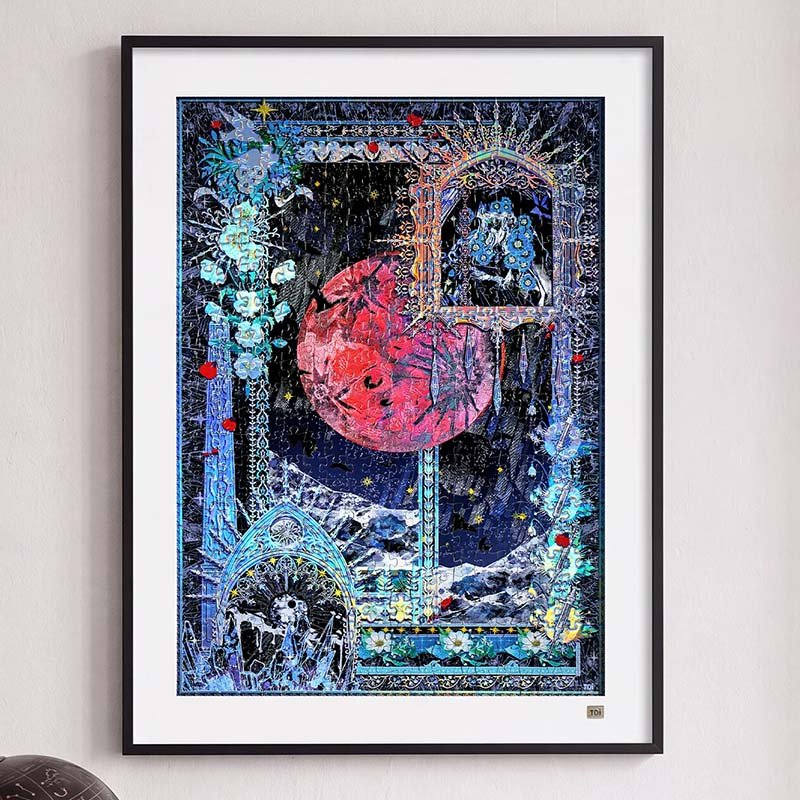 Toi-Red Moon (2) Toi-500pcs Jigsaw Puzzle-Red Moon(Holographic Iridescent Finish)