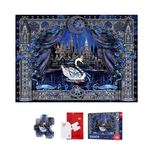 Toi-1000pcs Jigsaw Puzzle-Swan Night(Silver Foil Stamping)