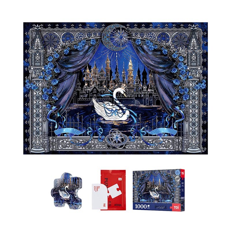 Toi-1000pcs Jigsaw Puzzle-Swan Night(Silver Foil Stamping)
