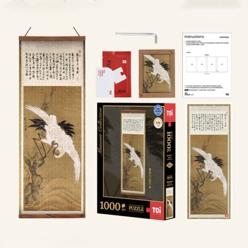 White Crane Puzzle (2) Toi-White Crane(Canvas Finish)-1000pcs Jigsaw Puzzle(With A Scroll Frame)