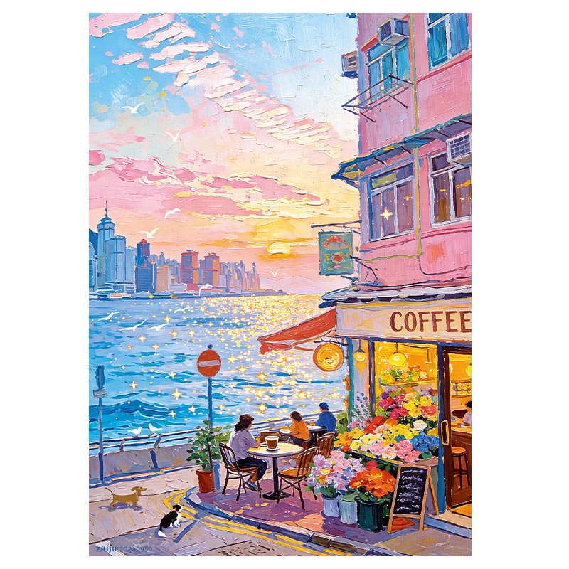 Zhiju-500pcs Jigsaw Puzzle-Sunset Cafe