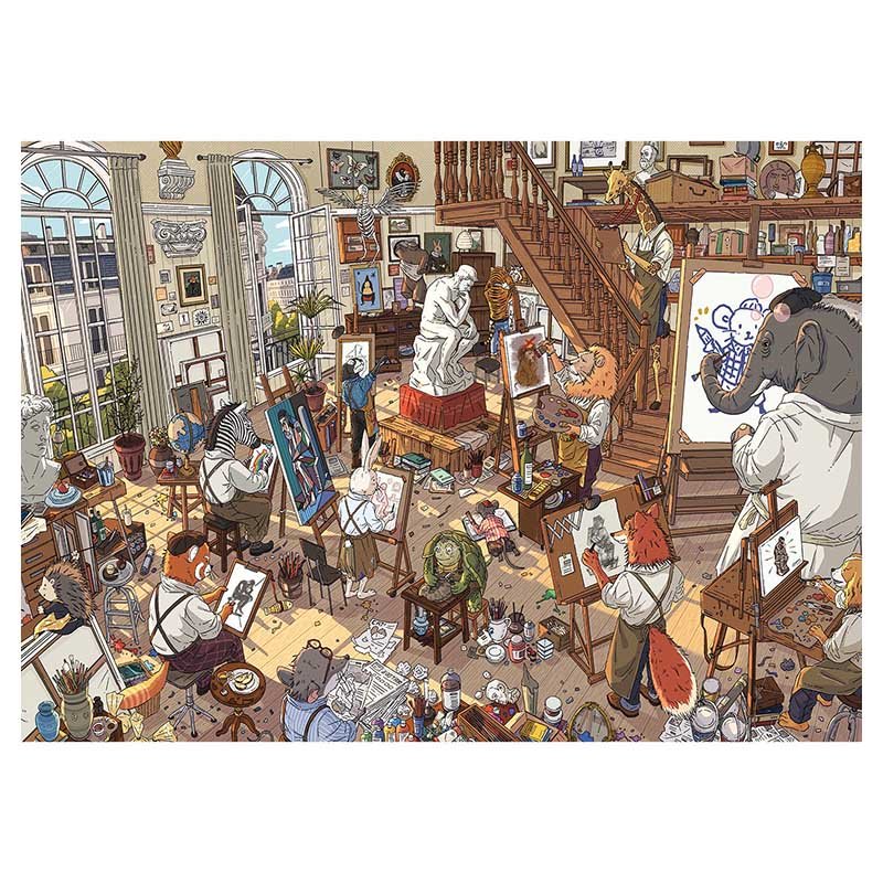 Botop-Animal Art Studio (2) Botop Fusion-1000pcs Jigsaw Puzzle-Animal Art Studio